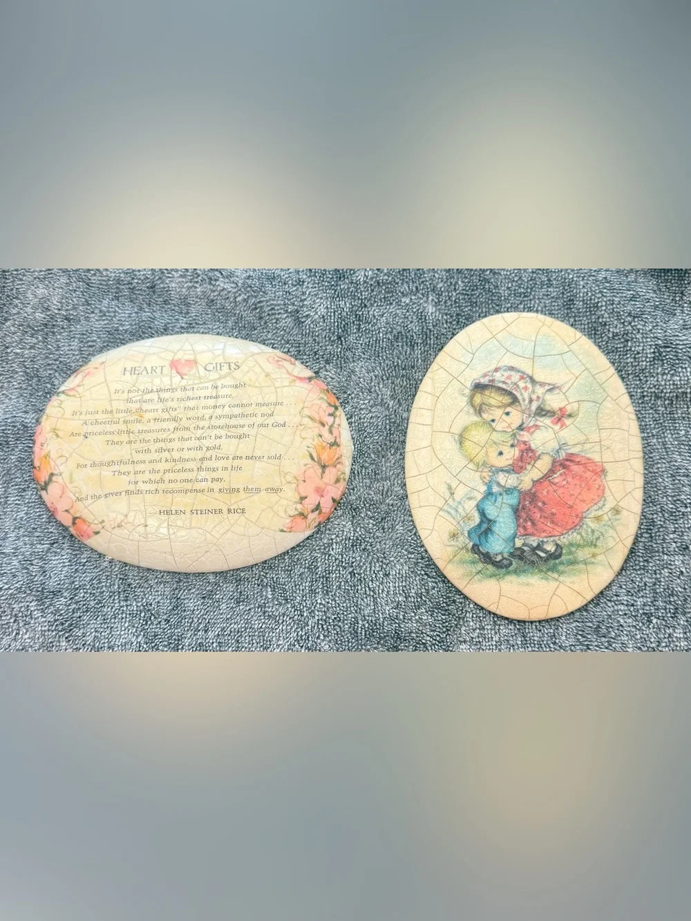 Vintage 1970s Decoupage Wall Plaques Pair - Serendipity Creations & Ceramiques